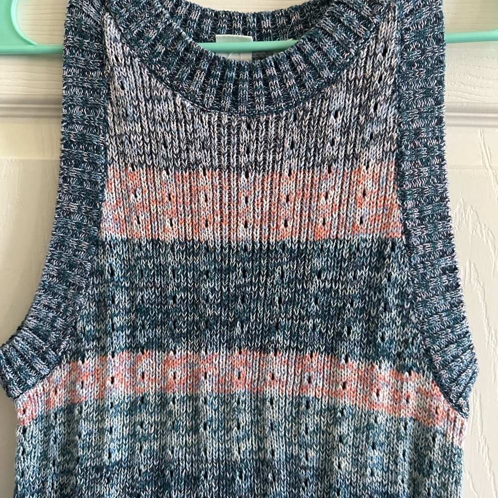 GAP Blue Pink Ribbed Sleeveless Tank Top Small - Picture 3 of 4